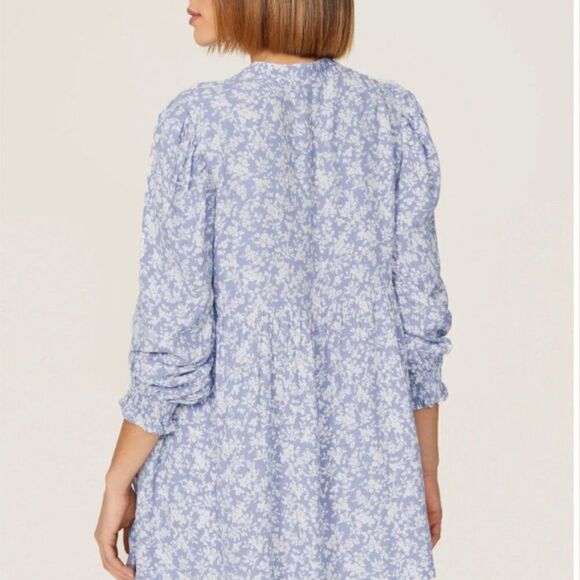 Isabella Oliver Maternity purple and white floral babydoll top size 4 - Picture 3 of 8